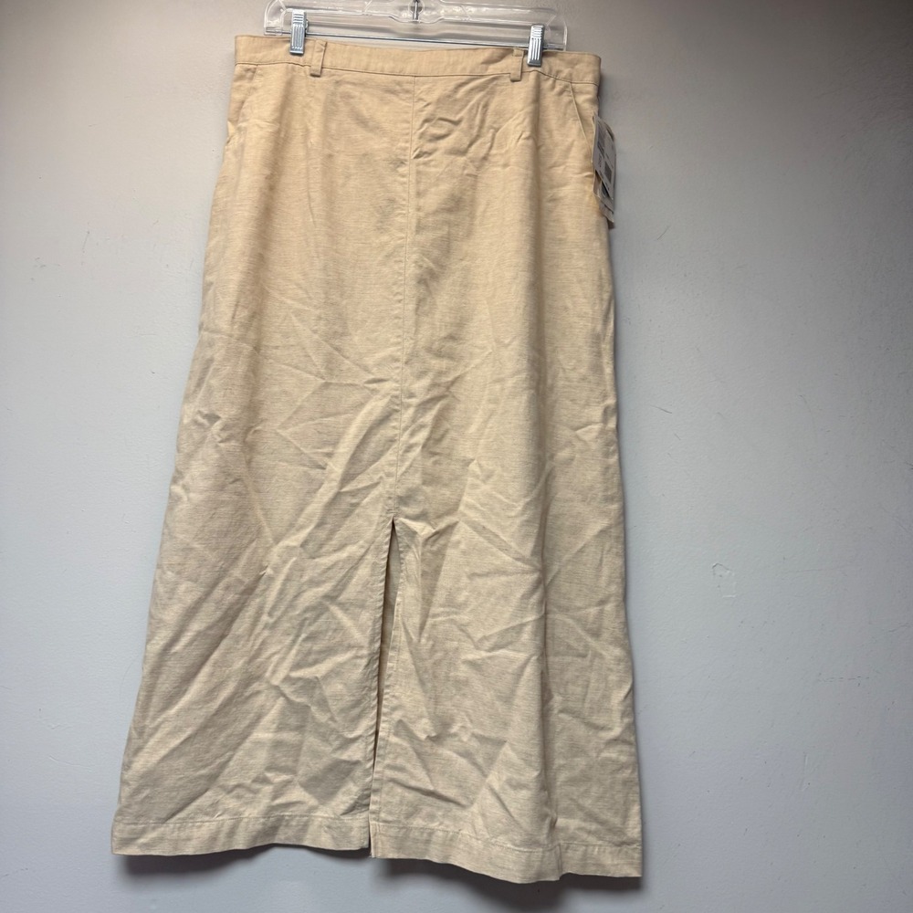 Liz Claiborne Lizsport Maxi Skirt Womens 16 Java Beige NWT Linen Blend 24741110 - Picture 7 of 8